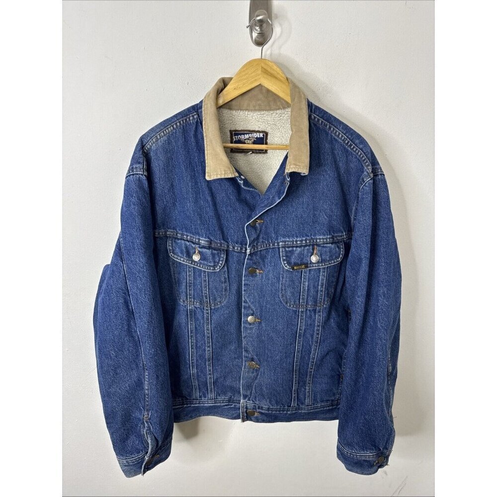 Vintage Mustang Stormrider Men XL Storm Rider‎ Sherpa Lined Denim Jacket